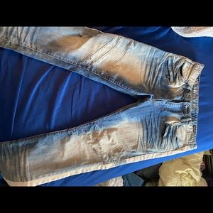 Blue Jeans With White Stripe on Leg